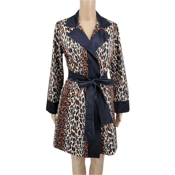 Vanity Fair Leopard Vtg 60s Robe Smoking Jacket Dress Mobwife Women's Small/ 32 - Picture 1 of 16